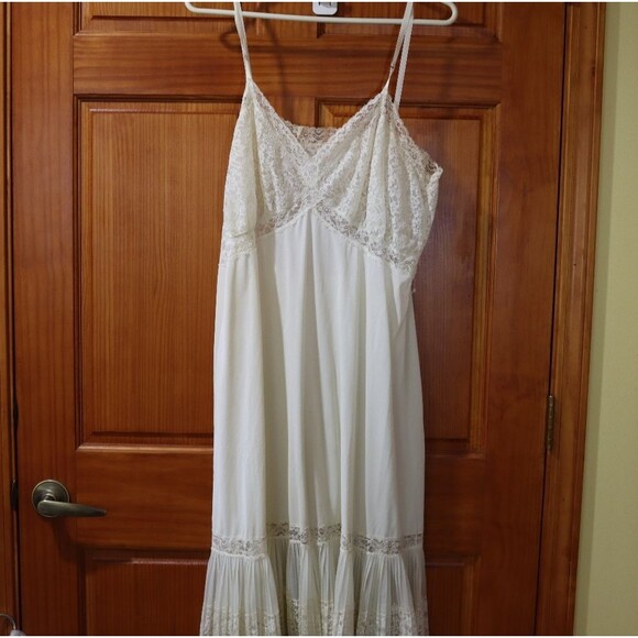 Van Raalte Vintage 1955 Off White Lace Pleated Slip Dress Large Nylon - Picture 2 of 16